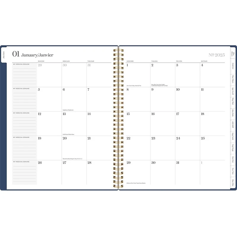 Grand agenda hebdomadaire/mensuel Cambridge Workstyle Balance Bleu Planificateur
