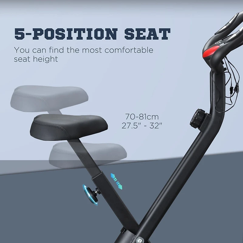 Soozier Vélo d'exercice pliable Vélo d'exercice stationnaire Vélo droit Cardio Workout Résistance à 8 niveaux