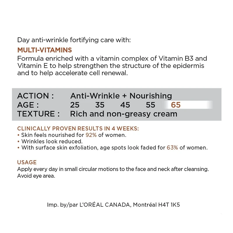 L'Oréal Paris Wrinkle Expert 65+ Day Moisturizer For Face, 50 mL