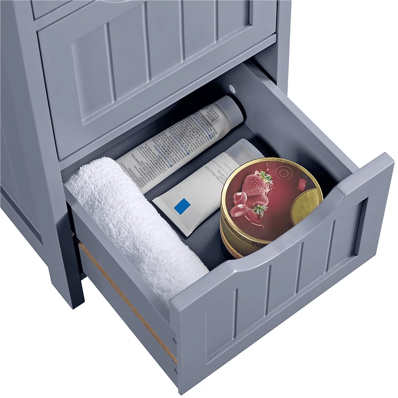 FullFurnique Wooden Freestanding Bathroom Floor Cabinet with 4 Drawers, Gray