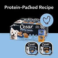 CESAR Puppy Soft Wet Dog Food Classic Loaf in Sauce Chicken & Beef Recipe, (24) 100 g Easy Peel Trays