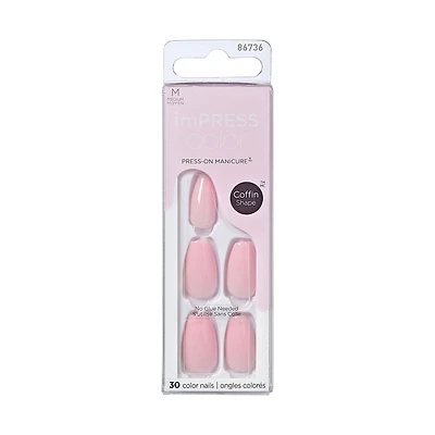 KISS ImPRESS Color - Fake Nails, Coffin Shape Medium