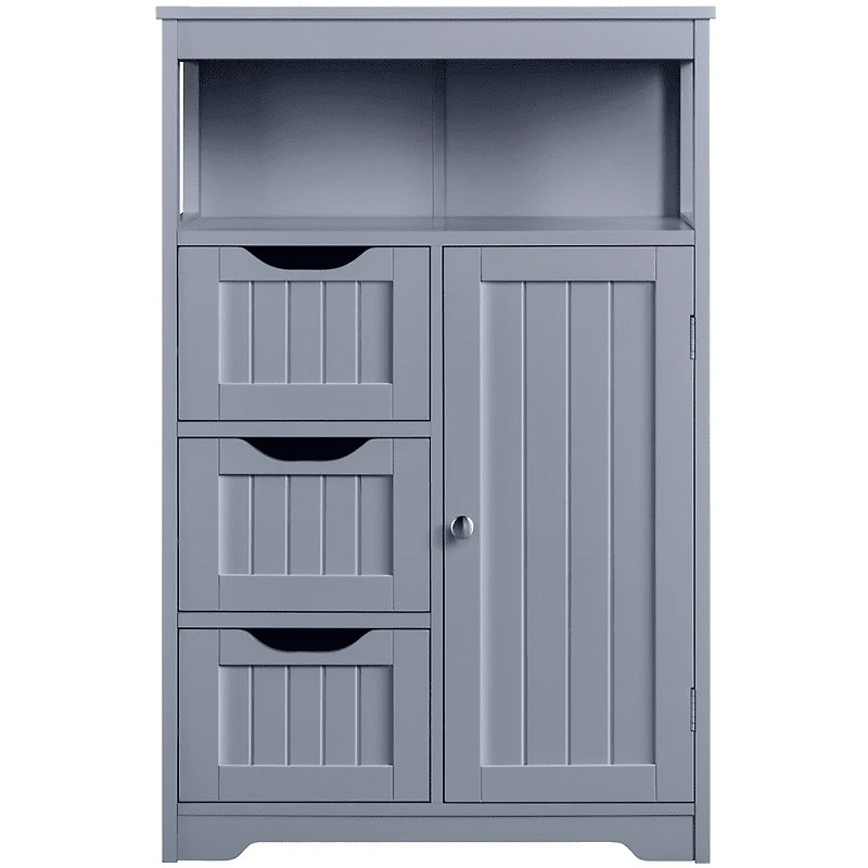 Fullfurnique Armoire de Salle de Bains avec 1 Porte et 3 Tiroirs, Gris
