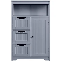 Fullfurnique Armoire de Salle de Bains avec 1 Porte et 3 Tiroirs, Gris