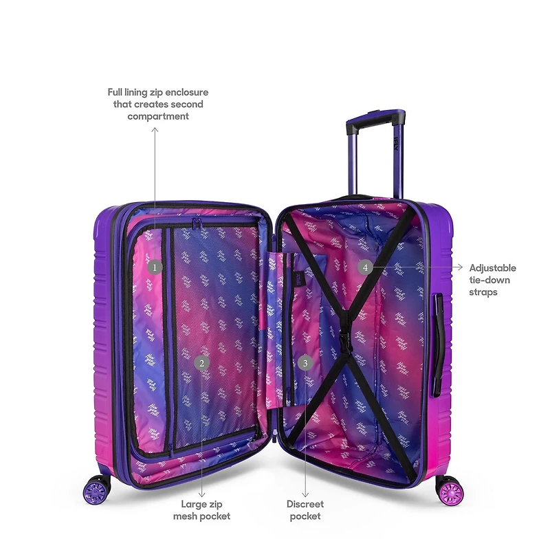 iFLY Hard Sided Fibertech Luggage 22", Midnight Berry