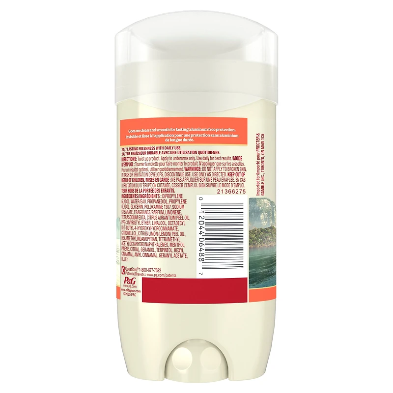 Désodorisant Old Spice pour hommes, Lost Cove, parfum de mangue et brise tropicale, fraîcheur durable 24/7, sans aluminium, 85 g