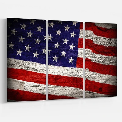 Design Art Large American Flag Watercolor Canvas Print