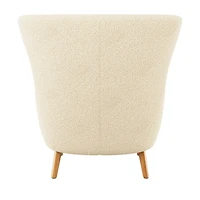 Fauteuil d'appoint à oreilles Gianna en tissu bouclé crème pelucheux