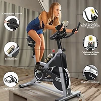 HAPICHIL Exercise Bike, 26lb Flywheel with magnetic resistance, Ipad Mount ＆ Cushion - 2021 Edition