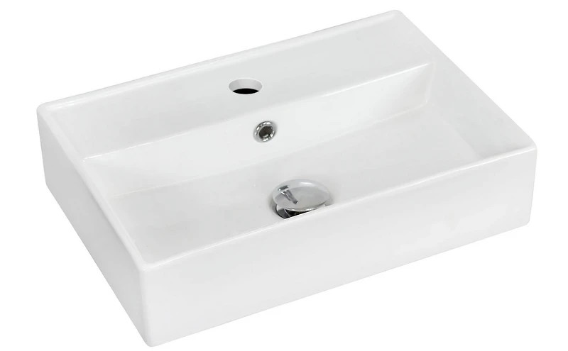 American Imaginations 19.75-in. W Wall Mount White Bathroom Vessel Sink Set For 1 Hole Center Faucet AI-15232