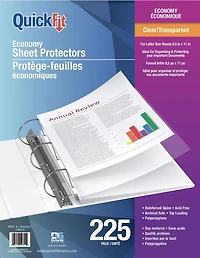 QuickFit® Economy Top Load Sheet Protectors, Clear, 225 Pack