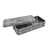 HOLIDAY TIME BOW SQUARE TIN SMALL