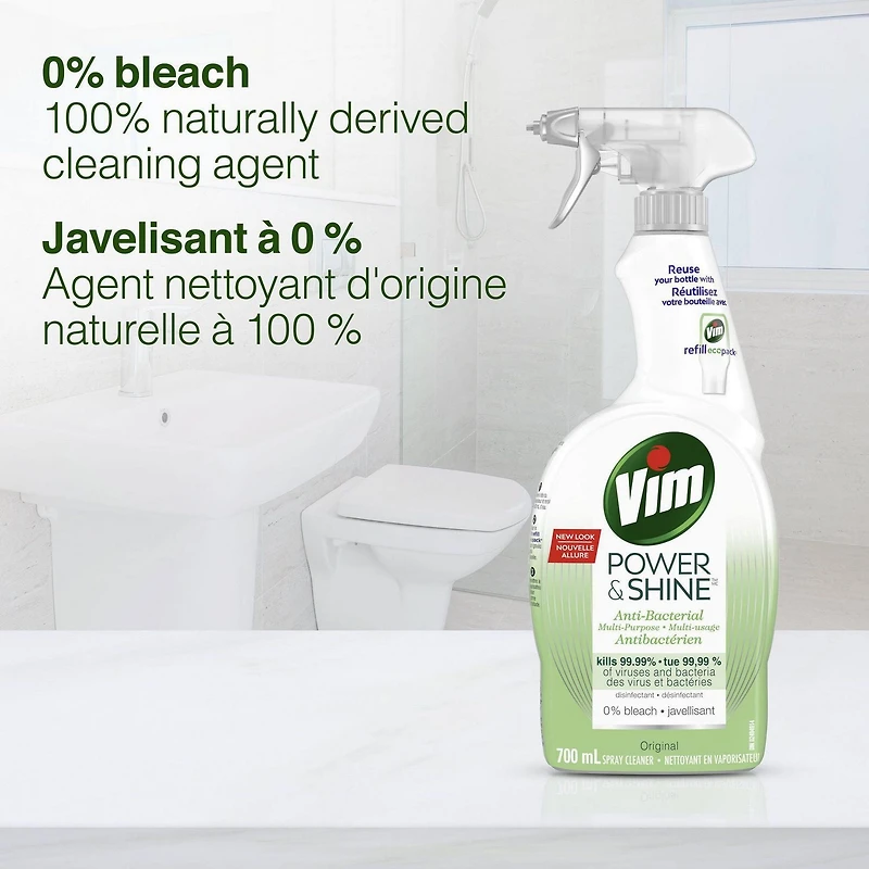 Nettoyant en vaporisateur Vim Power et Shine