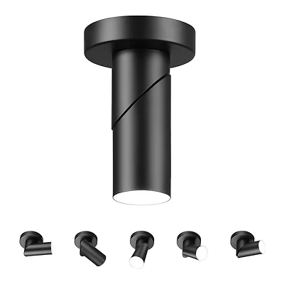 Projecteur convertible pour le mur ou le plafond de 4,5 po à DEL intégrées, noir mat à tête pivotante