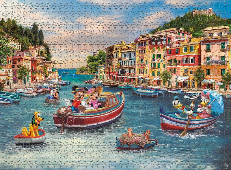 Puzzle en pièces entrelacées de 1000 pièces Ceaco Mickey et Minnie en Italie pour adultes à partir de 14 ans