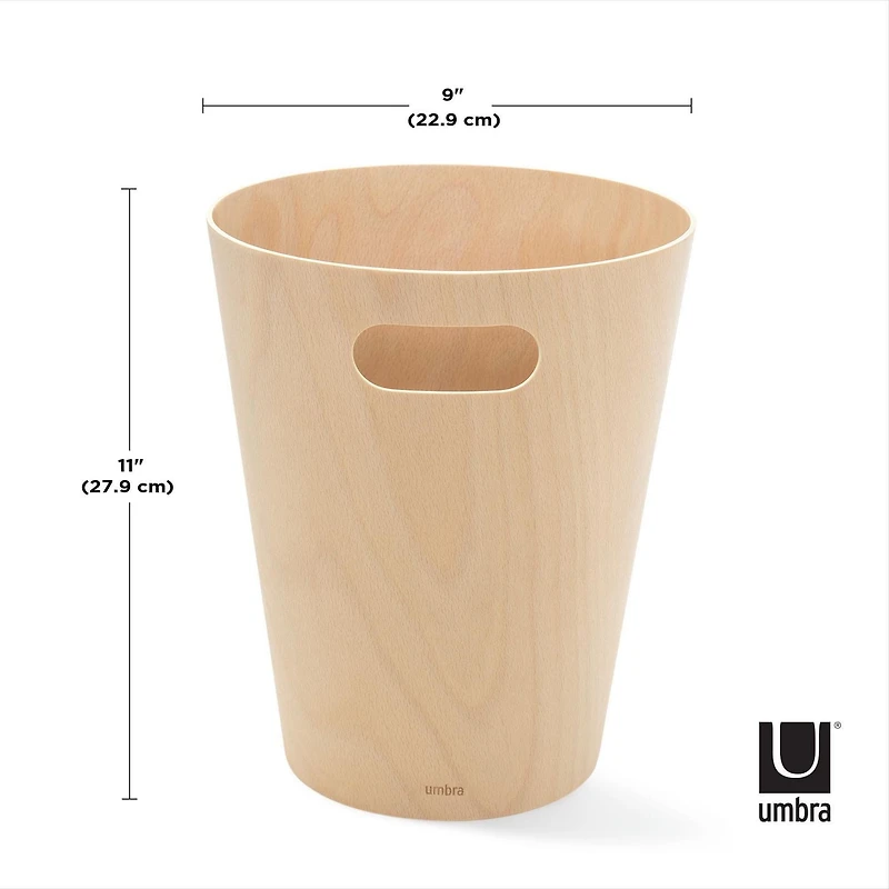 Umbra Woodrow Poubelle Capacité de 2 gallons (7,5 L), Naturel
