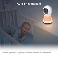 VTech VM5255-2 Moniteur de bébé vidéo numérique à balayage panoramique de 5 po à 2 caméras avec veilleuse (Blanc)