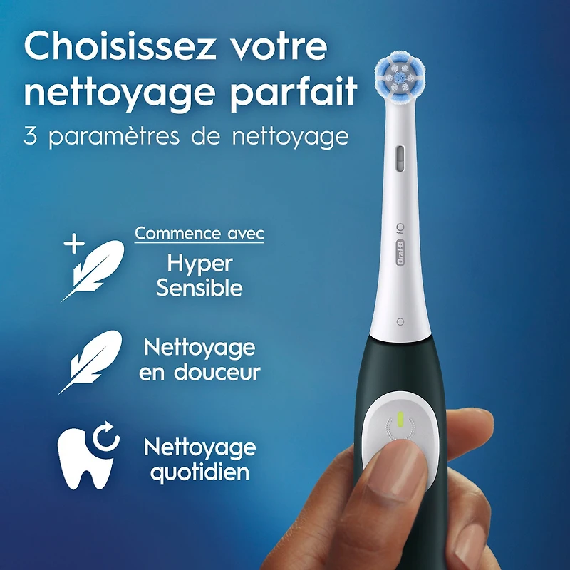 Brosse à dents électrique rechargeable Oral-B iO Série 2, vert forêt avec 1 brossette soins doux – Capteur automatique de pression pour protéger les gencives – 3 modes –