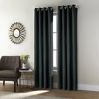 Liama 100% Total Blackout Grommet Curtain Panel Pair by Thermaplus - 52" x 63" in Black