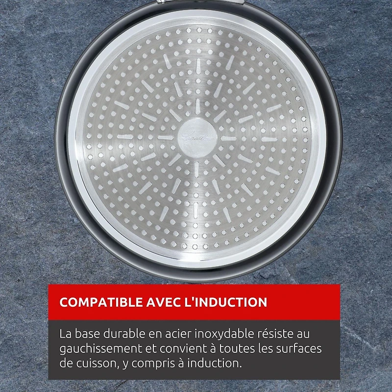 Poêle Lagostina Academy Clad antiadhésive de 26 cm, noire, Compatible avec l'induction