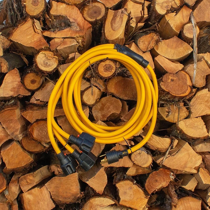 Firman 25FT Cordon d'alimentation L5-30P 30AMP à 5-20Rx3 avec protection de disjoncteur 1105