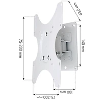 Techly Support mural pour téléviseur LCD/LED inclinable et pivotant de 19 à 37 pouces VESA jusqu'à 200x200 mm, Capacité de charge jusqu'à 25 kg, Blanc