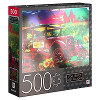 500-Piece Jigsaw Puzzle with Foil Accents, Country Market Painting