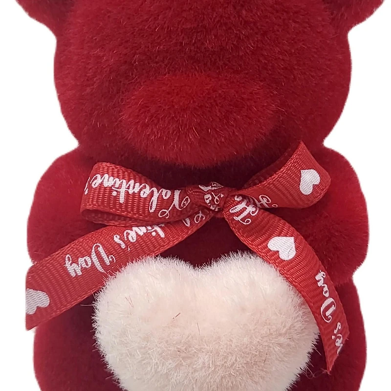 Way To Celebrate Valentine's Small Flocked Red Bear, 4"
