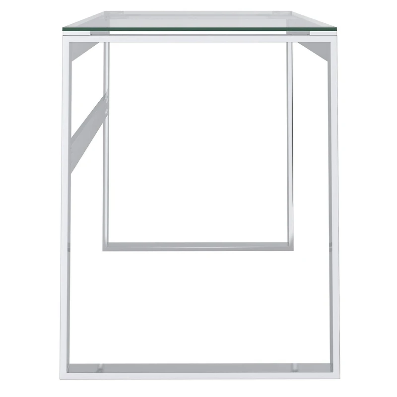 Console/Bureau en Acier Inoxydable et Verre - Argent