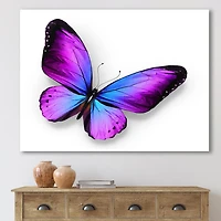 Designart Violet and Blue Butterfly Canvas Wall Art