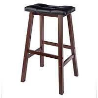 Winsome Mona Cushion Saddle Seat Bar Stool, Black & Walnut - 94069