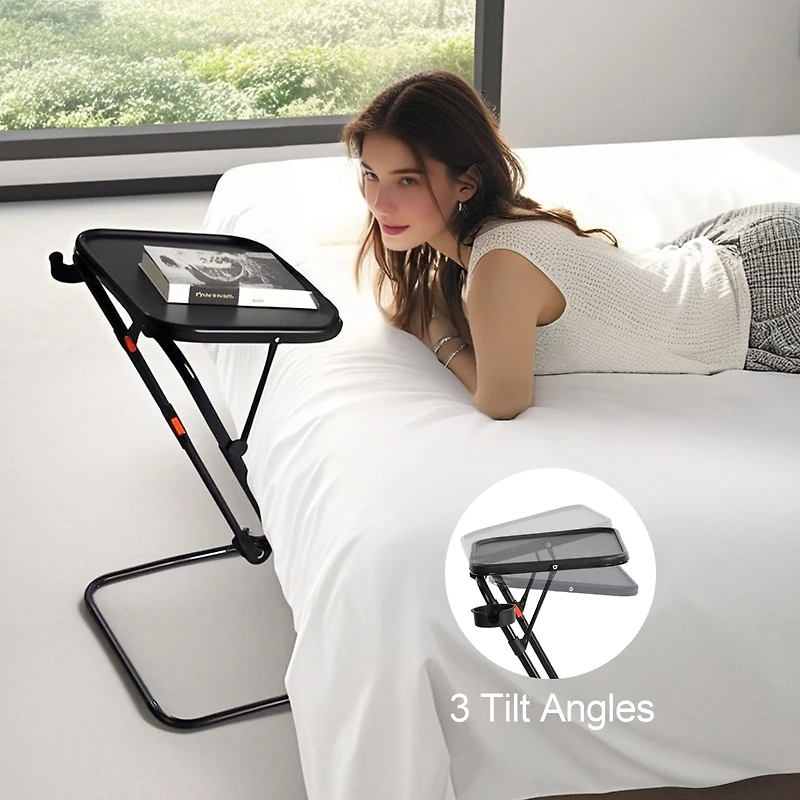Homy Casa Adjustable TV Tray Table with Fixed Cup Holder and Foldable Design