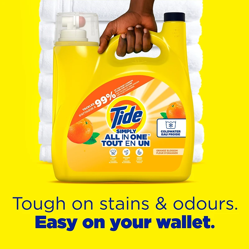 Tide Simply All-In-One Liquid Laundry Detergent, Orange Blossom Scent, 70 Loads, 2.72 L