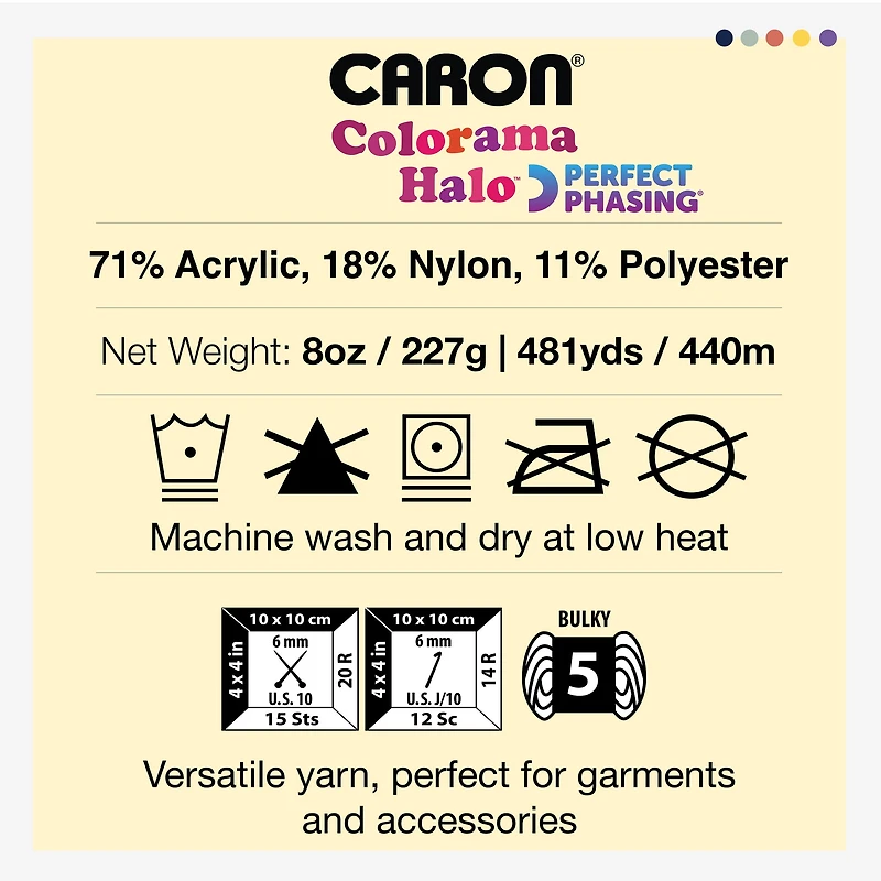 Caron® Fil Halo Colorama™, #5 Volumineux, 8 oz/227 g, 481 Yards Fil doux et luxueusement texturé