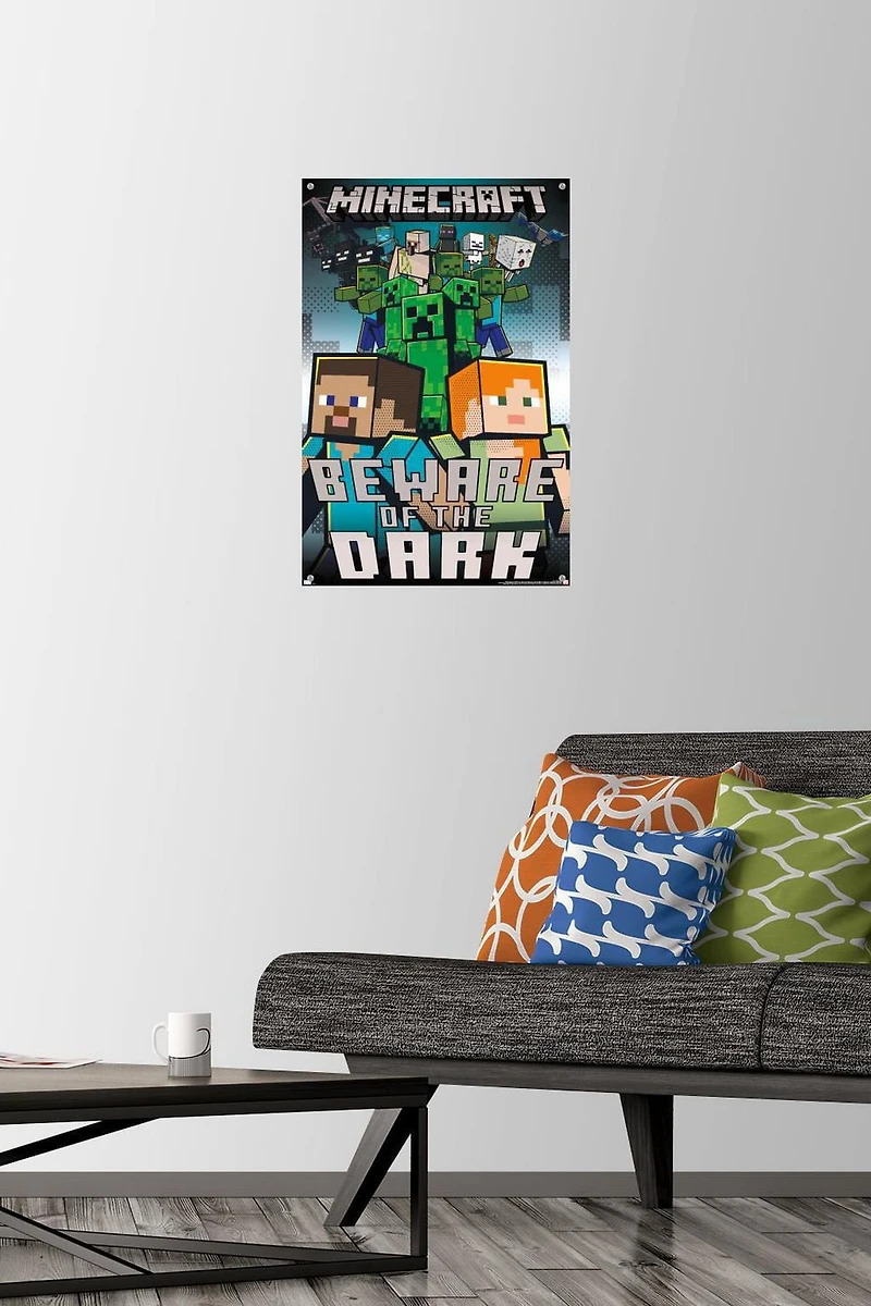 Minecraft - Beware Of The Dark Wall Poster with Magnetic Frame, 22.375" x 34"