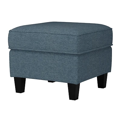 CorLiving Georgia Linen-Like Upholstered Square Ottoman with Wood Legs