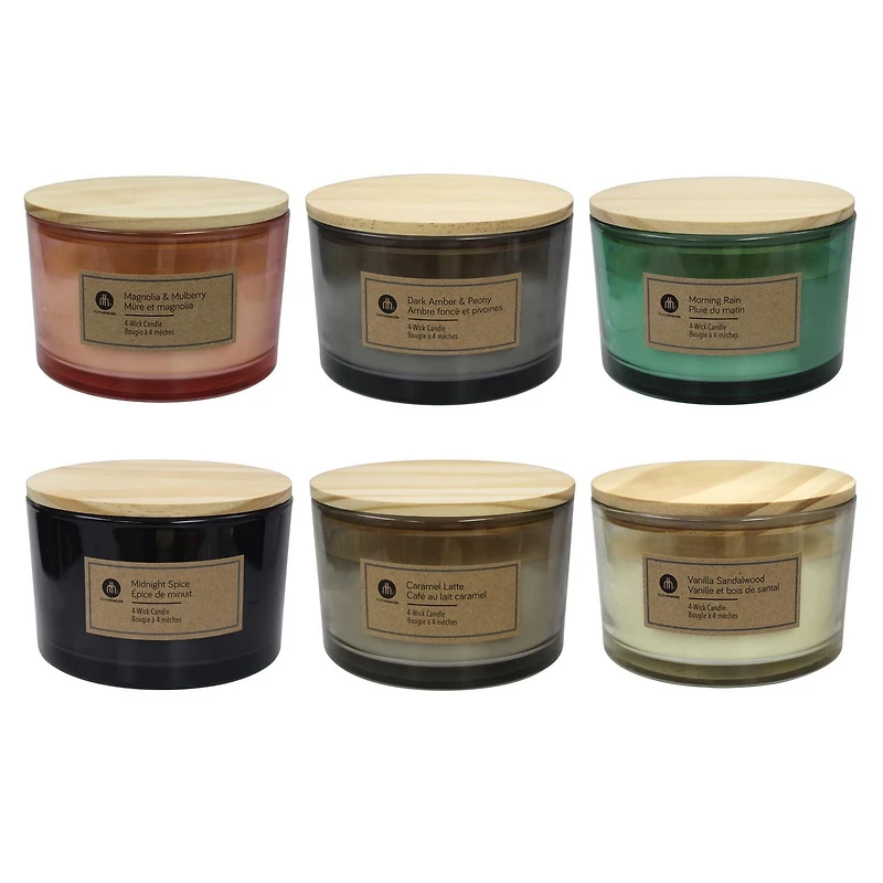 Hometrends 15oz Magnolia & Mulberry Scented 4-Wick Candle, 15oz fragranced candle