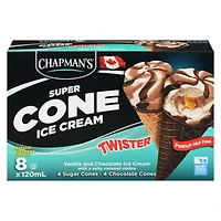 Chapman's Super Cone Twister - Crème glacée à la vanille et au chocolat avec un centre au caramel salé dans une carton CHAP SALTY CAR TWISTER