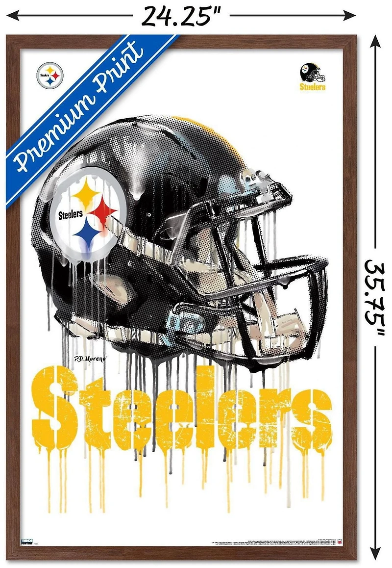 NFL Pittsburgh Steelers - Drip Helmet 20 Wall Poster, 22.375" x 34" Framed
