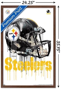 NFL Pittsburgh Steelers - Drip Helmet 20 Wall Poster, 22.375" x 34" Framed