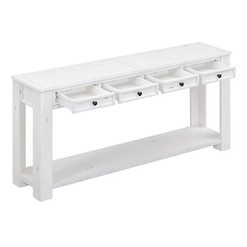 Noble House Console Entryway Table with Storage Drawers and Bottom Shelf for Hallway and Living Room ,Antique White