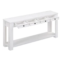 Noble House Console Entryway Table with Storage Drawers and Bottom Shelf for Hallway and Living Room ,Antique White