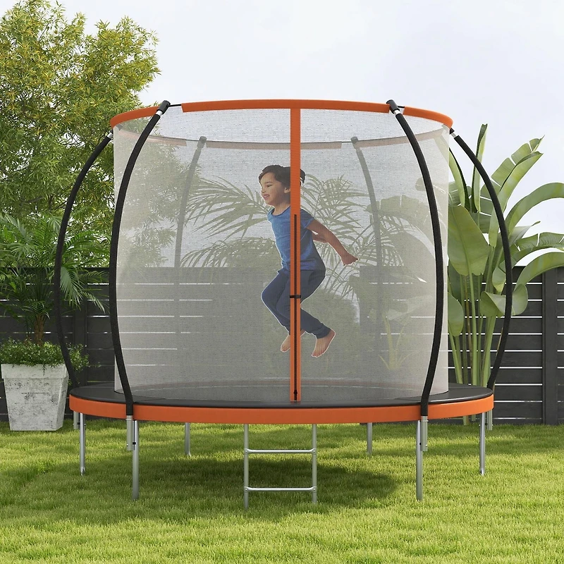 Soozier Trampoline d'extérieur de 8 pieds avec filet d'enceinte et échelle