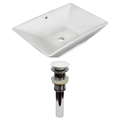 American Imaginations -in. W Above Counter Bathroom Vessel Sink Set For Deck Mount Drilling AI