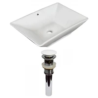 American Imaginations -in. W Above Counter Bathroom Vessel Sink Set For Deck Mount Drilling AI
