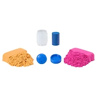 Sac de sable Wonder Factory ne séchant jamais avec pâte ne séchant jamais – sable orange et rouge avec pâte bleue