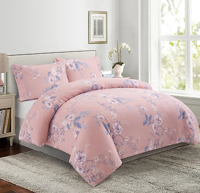 Ensemble de literie Marina Décoration ultra douce, soyeuse et riche en rayonne de bambou imprimée, toutes saisons, housse de couette, drap-housse, avec fermeture éclair et lien d'angle