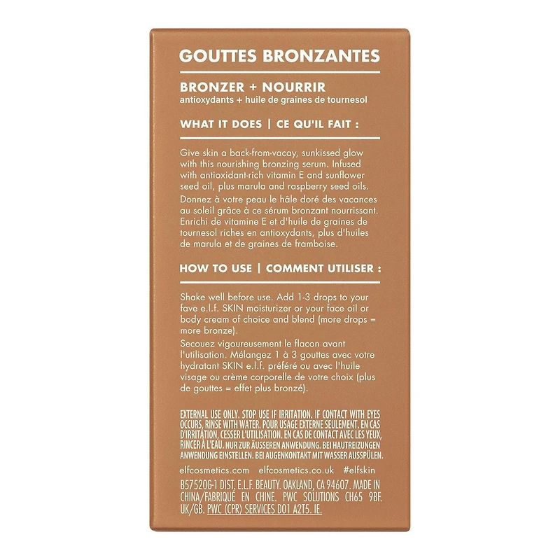 e.l.f. Cosmetics Gouttes bronzantes Copper Gold, 30 ml