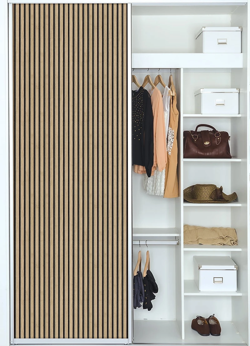 Roommates Studio Cream Oak Slat Peel and Stick Wallpaper 30.75 Sq. ft