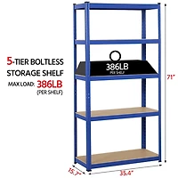 Fullfurnique 71″ Height Metal Storage Rack with Adjustable Shelves, Blue